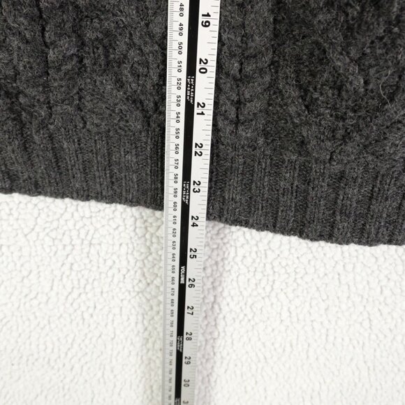 Aran Sweater Market Sweater Womens Large Gray Cable Knit Cropped Merino Wool - Picture 6 of 9